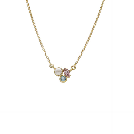 Gold plated Sterling Silver Short necklace multicolor crystals and pearls from Nina