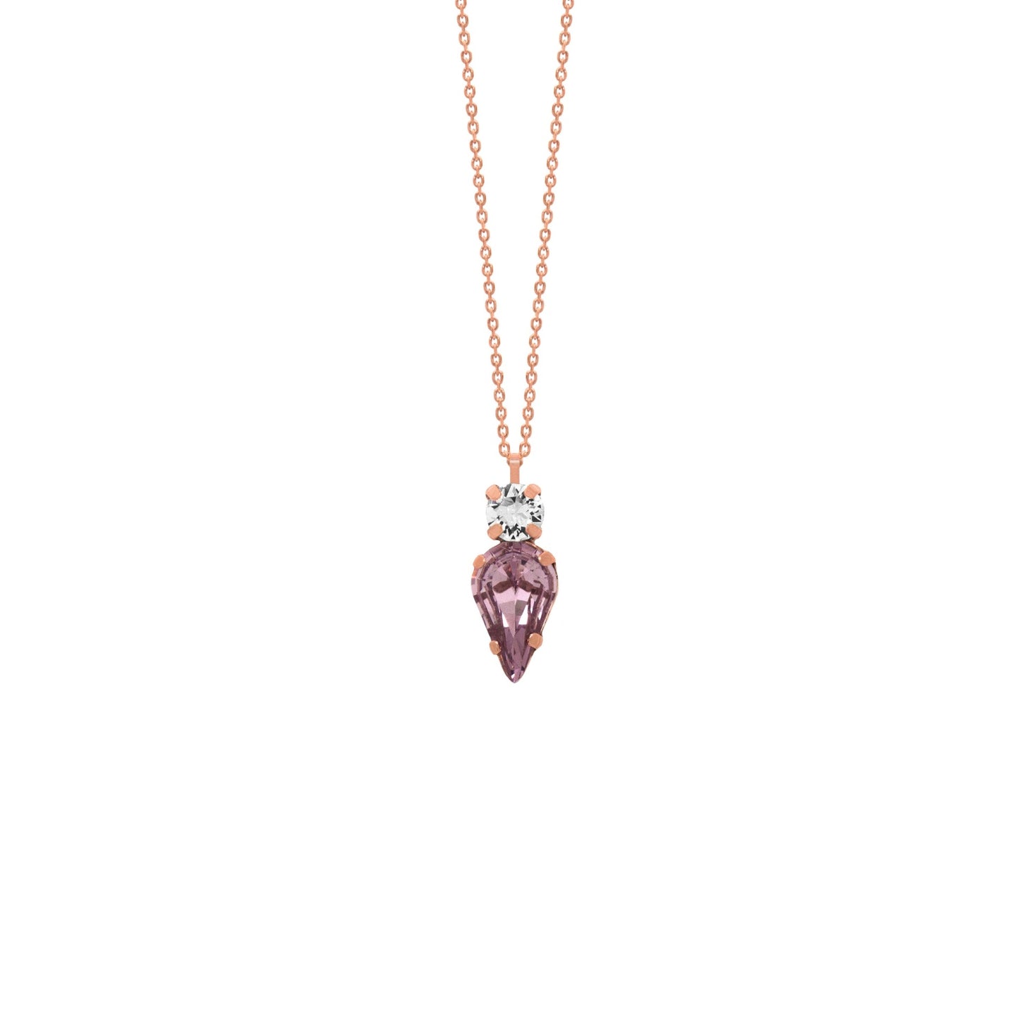 Rose Gold plated Sterling Silver Short necklace pink crystal from Drop