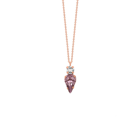 Rose Gold plated Sterling Silver Short necklace pink crystal from Drop