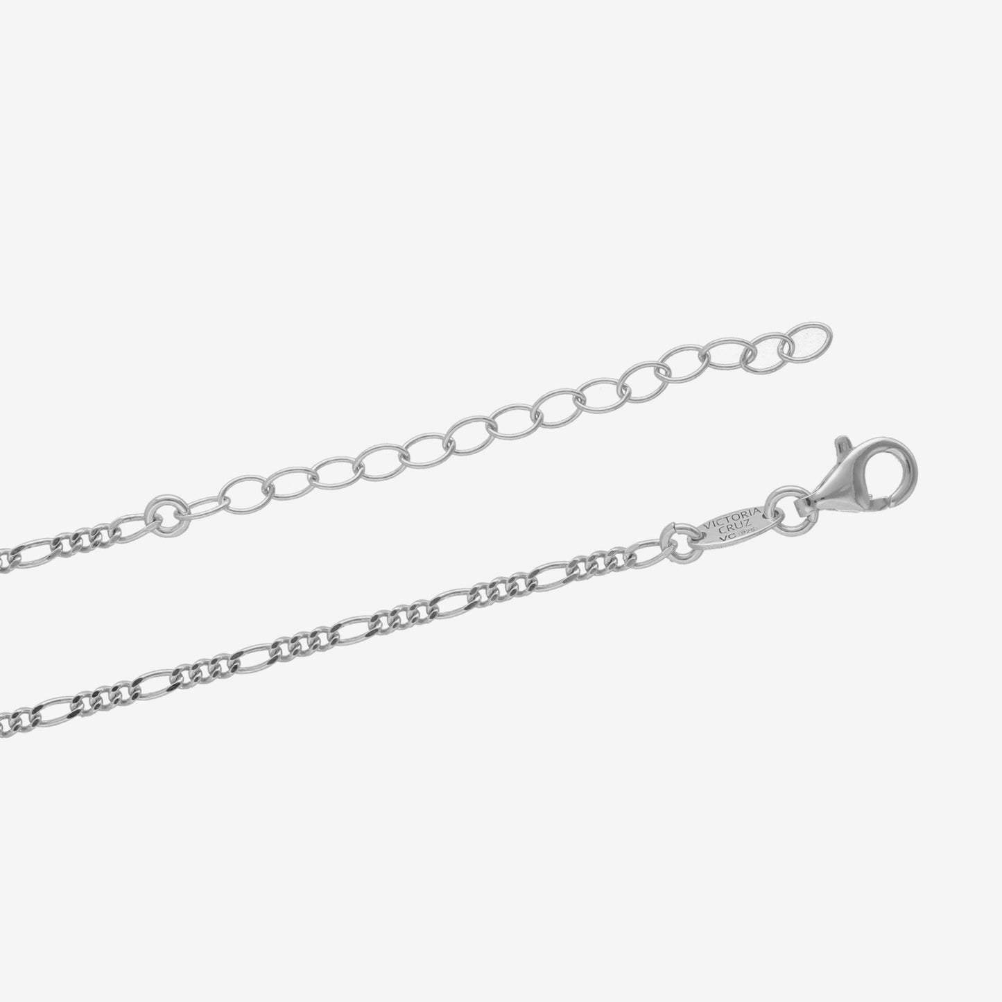 Rhodium Plated Sterling Silver Figaro Chain