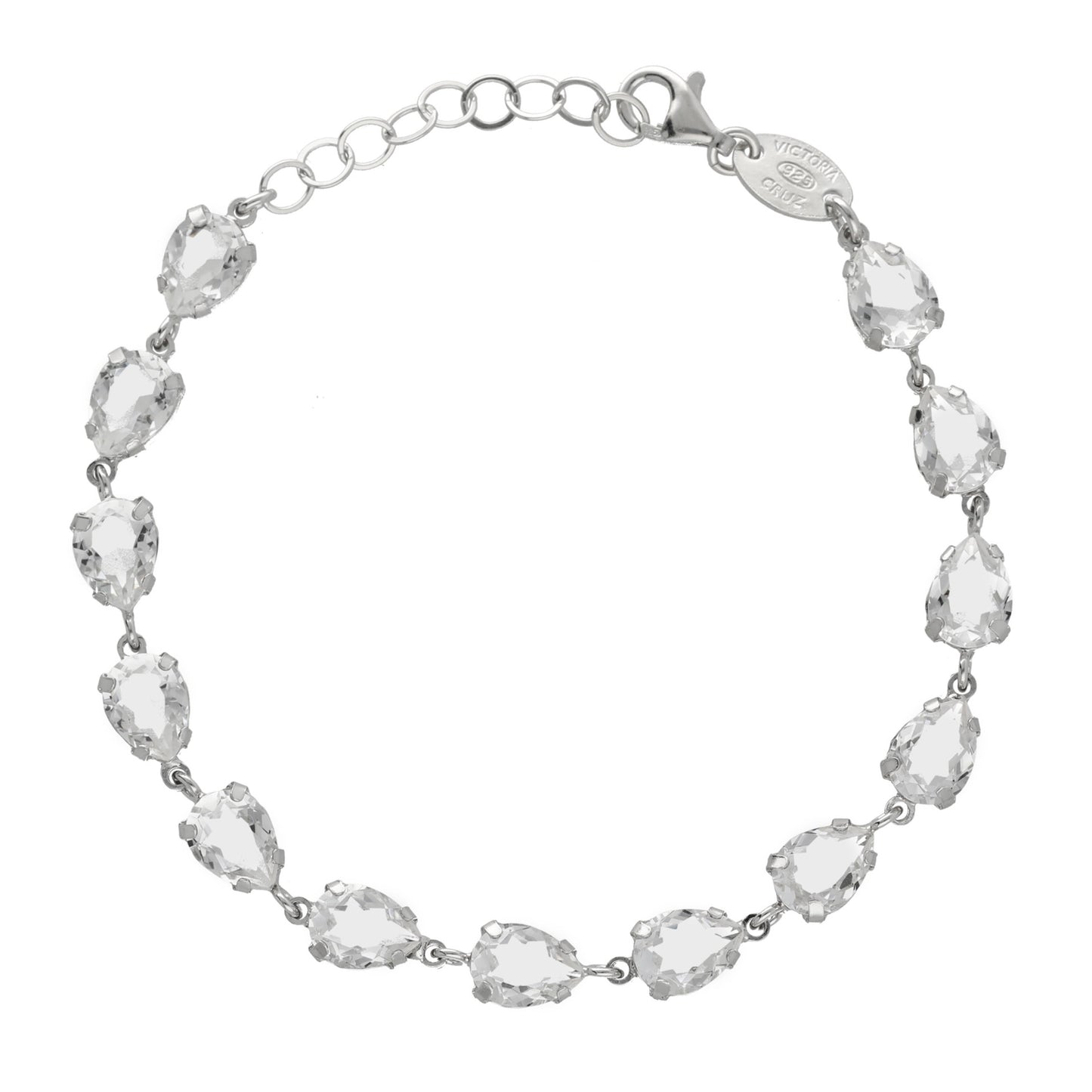 Pulsera lágrima cristal en Plata baño rodio de Diana