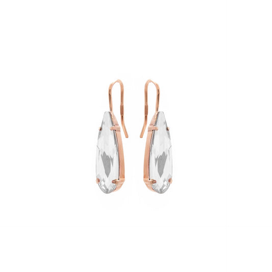 Pendientes largos marquesa cristal en Plata baño Oro Rosa de Marquesa