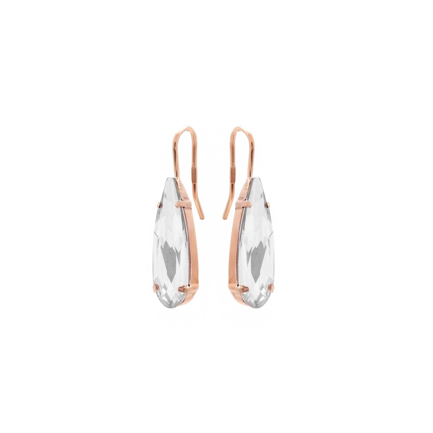 Pendientes largos marquesa cristal en Plata baño Oro Rosa de Marquesa