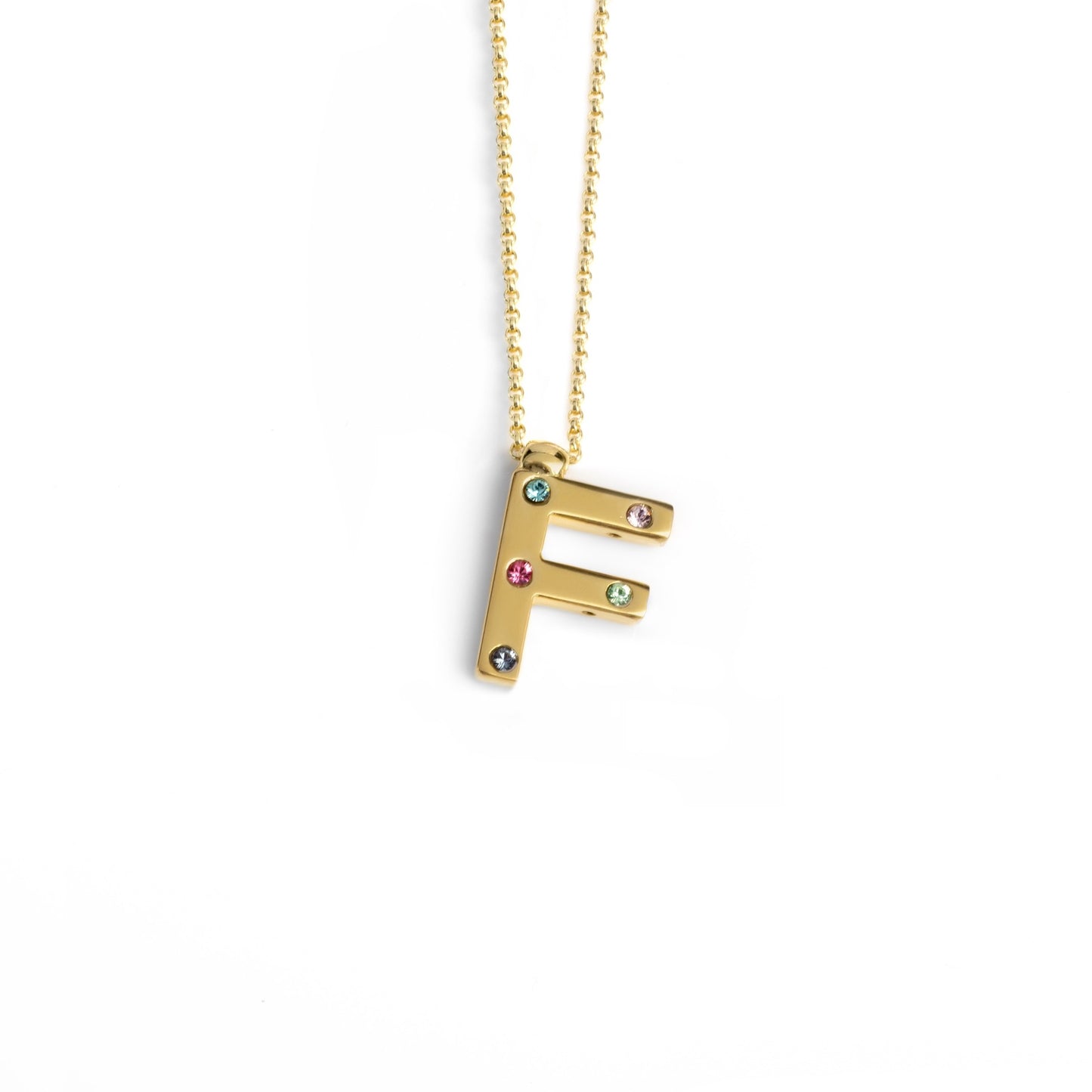 Gold plated Sterling Silver Short necklace letter multicolor crystal from Letter