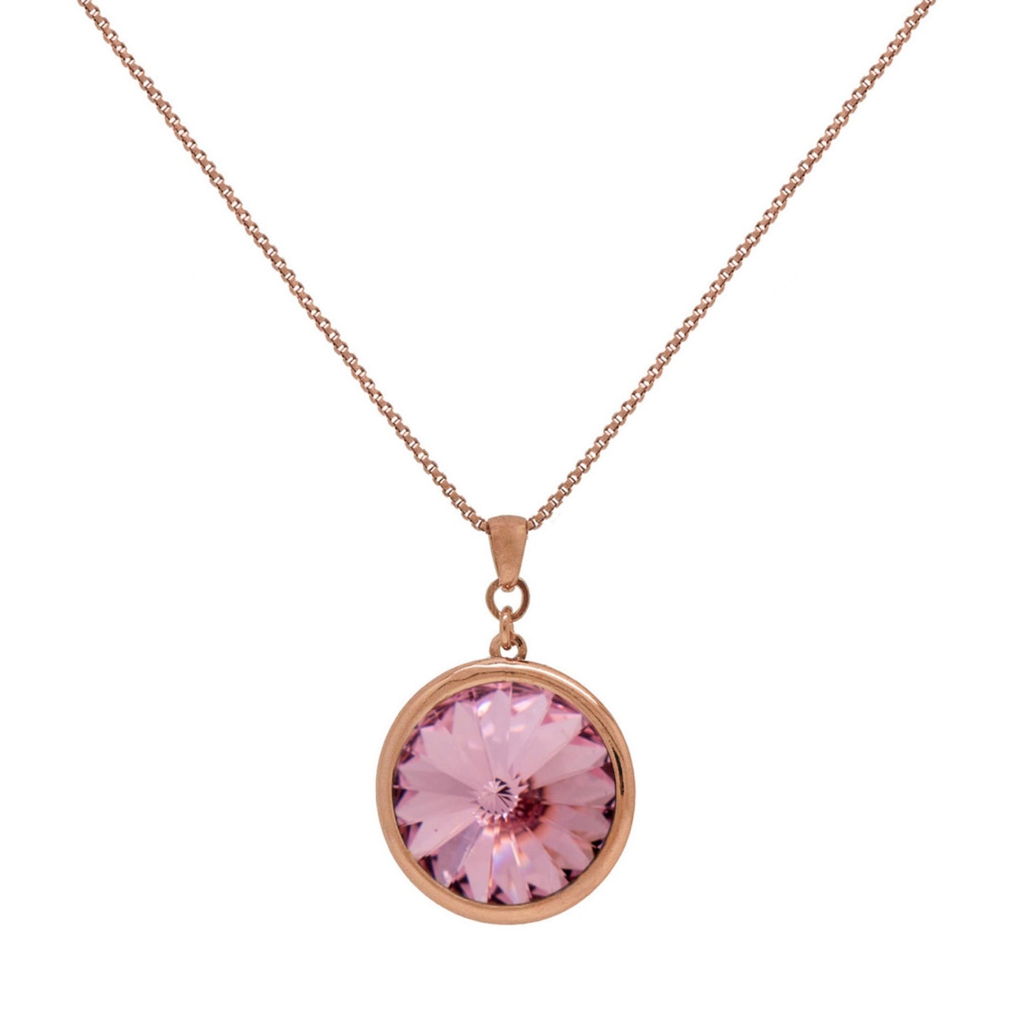 Rose Gold plated Sterling Silver Short necklace 18mm crystal from Basic