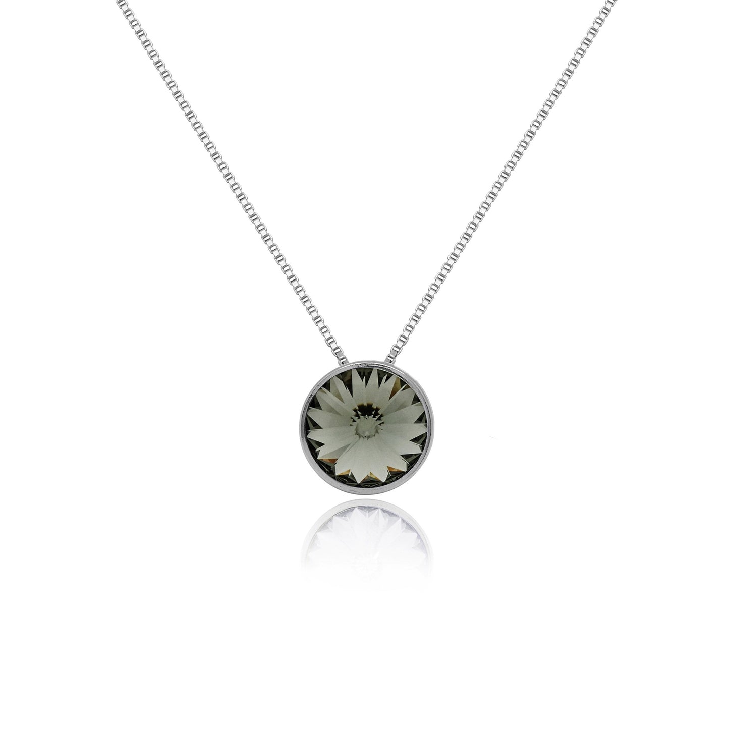 Rhodium Plated Sterling Silver Short necklace 11,5mm circle crystal from Basic