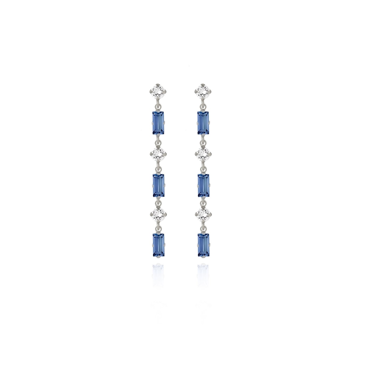 Rhodium Plated Sterling Silver Long earrings crystal from Esgueva