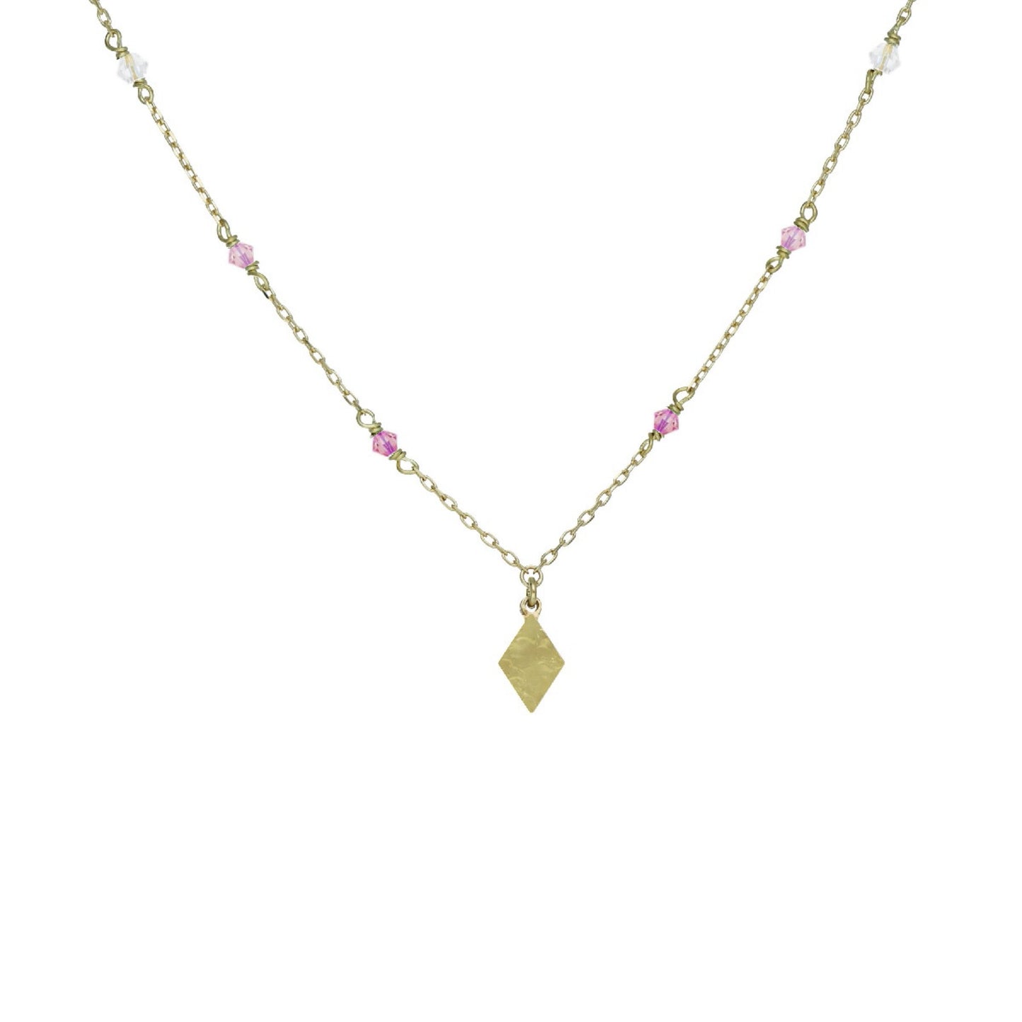 Gold plated Sterling Silver Short necklace rectangle crystal from Anya