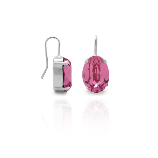 Rhodium Plated Sterling Silver Short earrings oval crystal from Oval