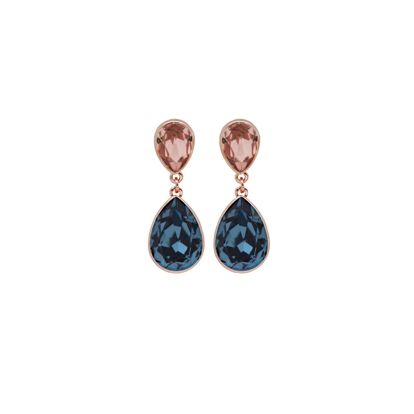 Rose Gold plated Sterling Silver Long earrings drop crystal from Essential