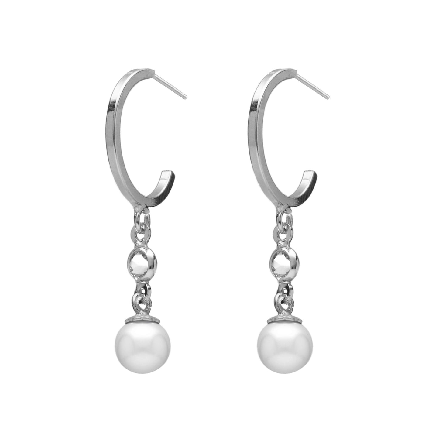 Sterling Silver Hoop earrings pearl from Mother