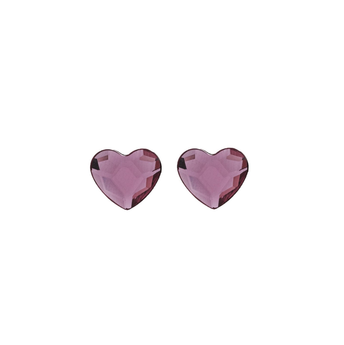 Pendientes botón corazón cristal en Plata baño Oro Rosa de Cuore