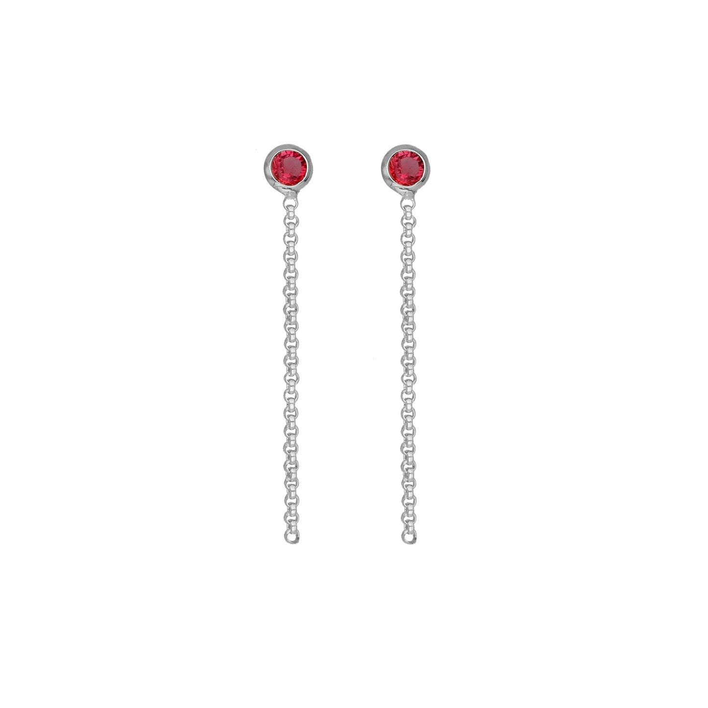 Rhodium Plated Sterling Silver Long earrings circle crystal from Lis