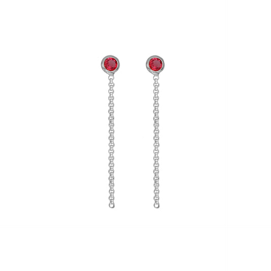 Rhodium Plated Sterling Silver Long earrings circle crystal from Lis