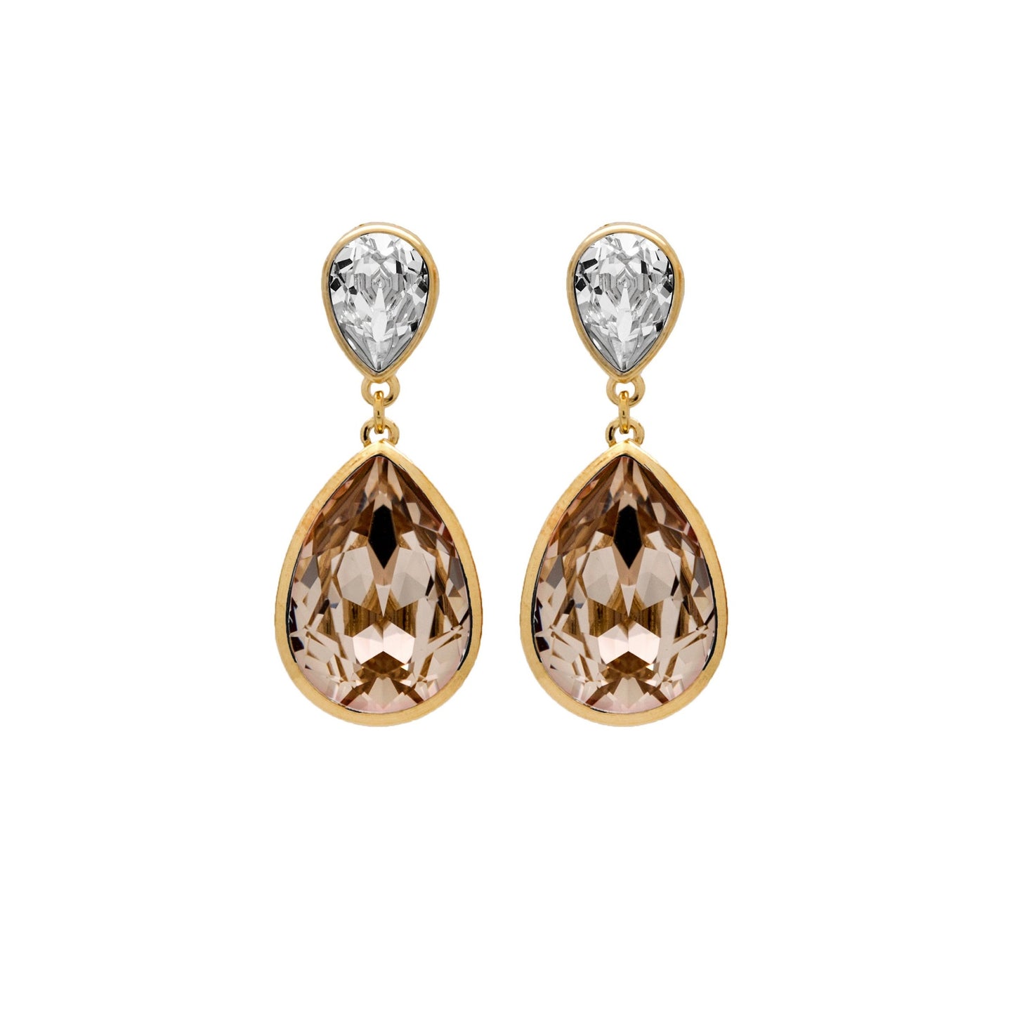 Gold plated Sterling Silver Long earrings drop crystal from Essential