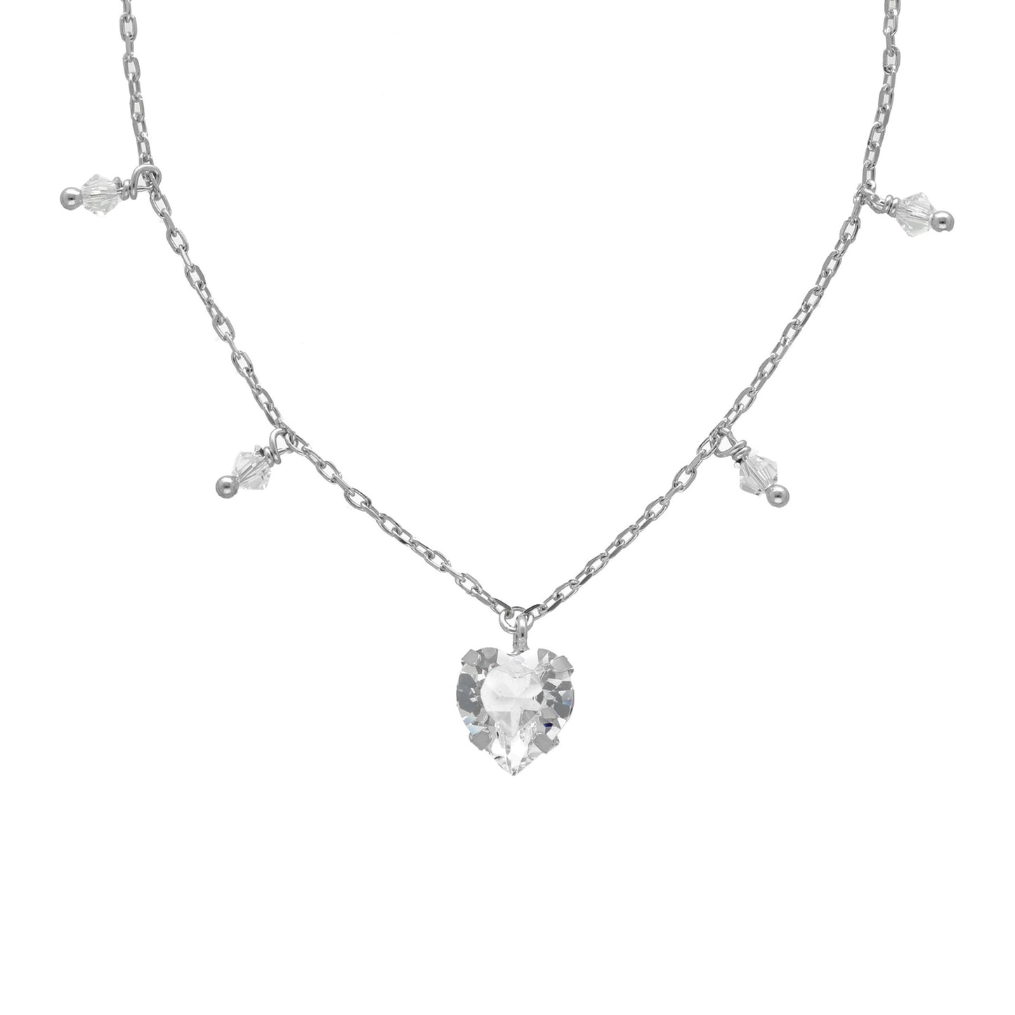 Collar corto corazón cristal blanco en Plata de Quererse Bien