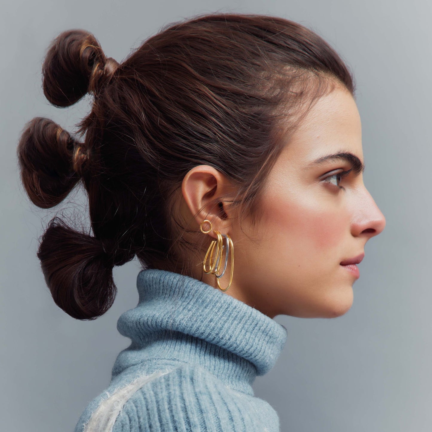 Rhodium and Gold plated Sterling Silver Hoop earrings drop from Copenhagen