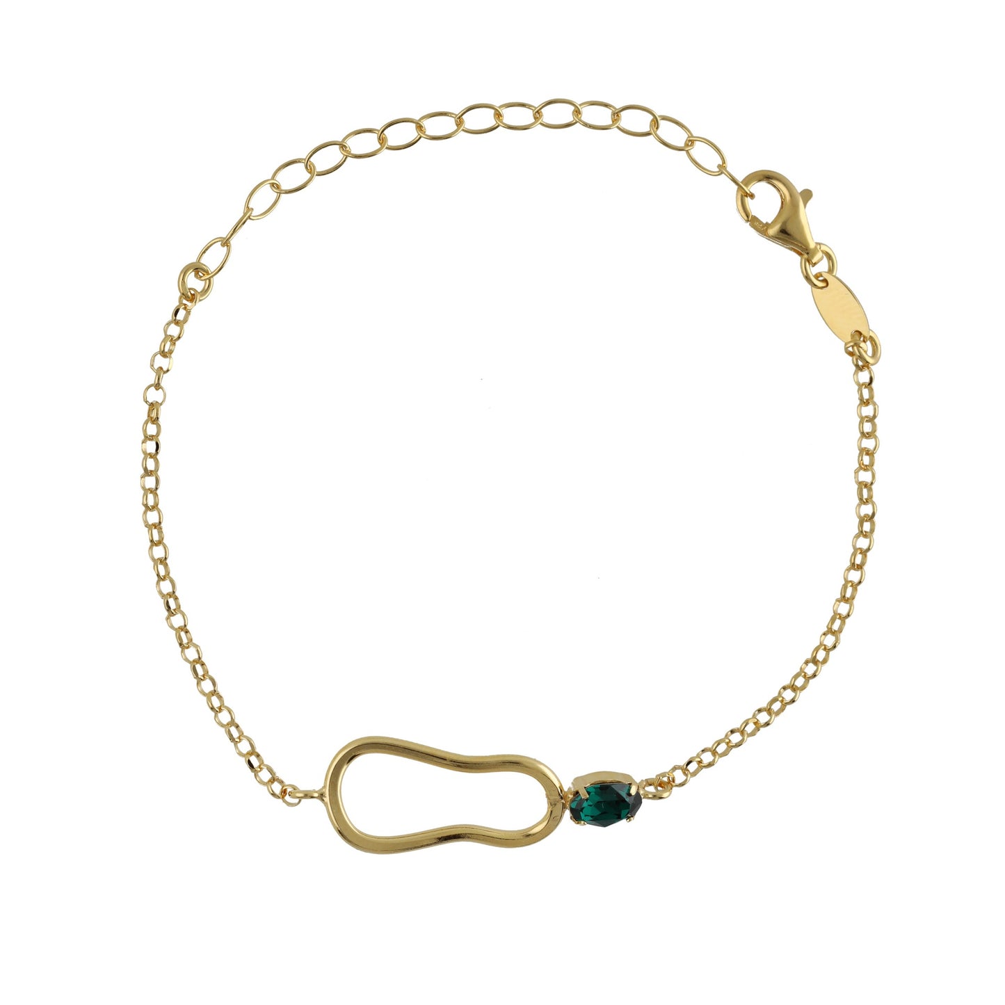 Gold plated Sterling Silver bracelet green crystal from Prisme