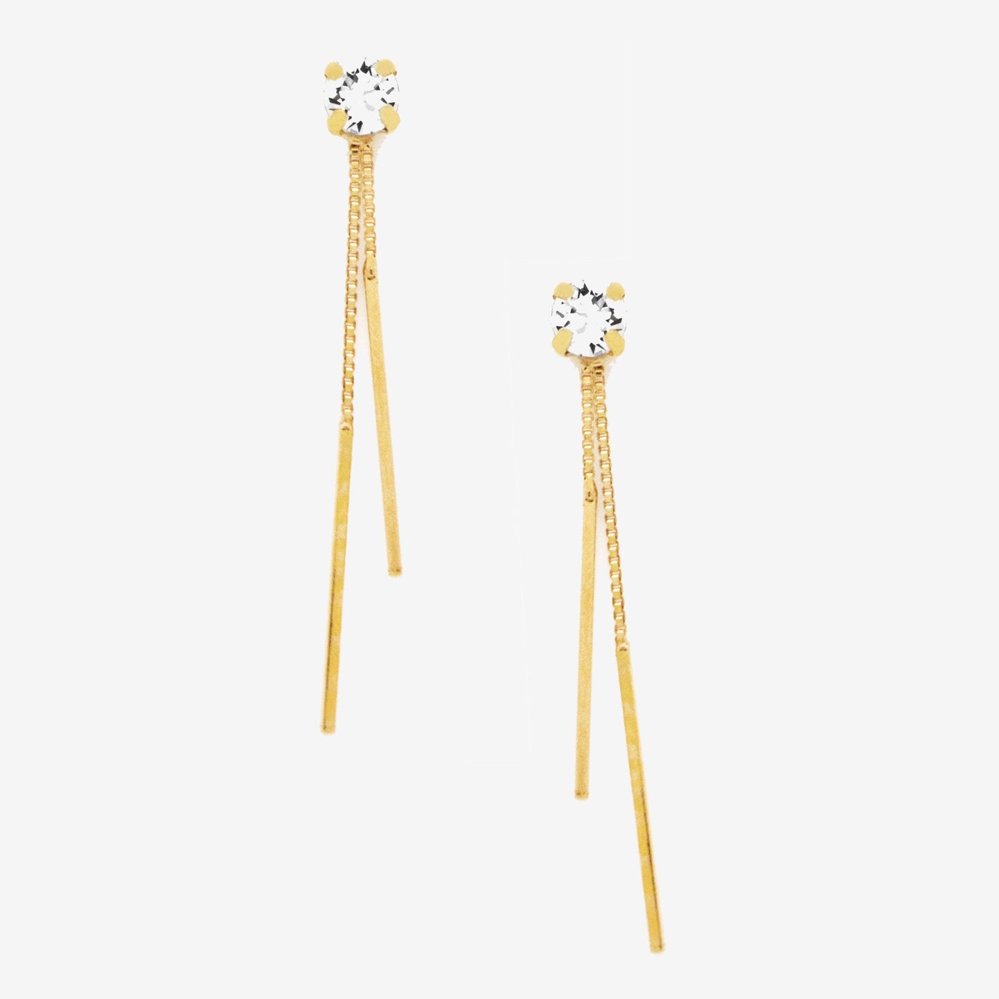 Sterling Silver Long earrings white crystal from Minimal