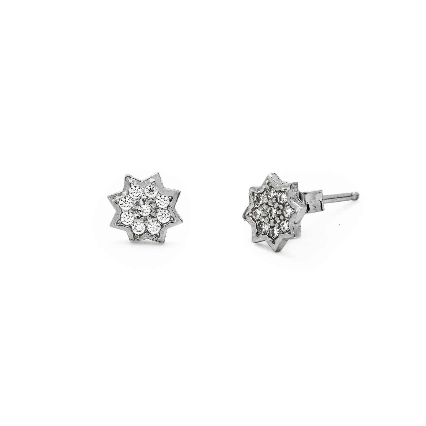 Pendientes botón estrella cristal blanco en Plata de Kids