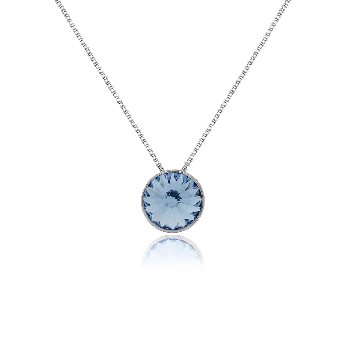 Rhodium Plated Sterling Silver Short necklace 9mm circle crystal from Basic