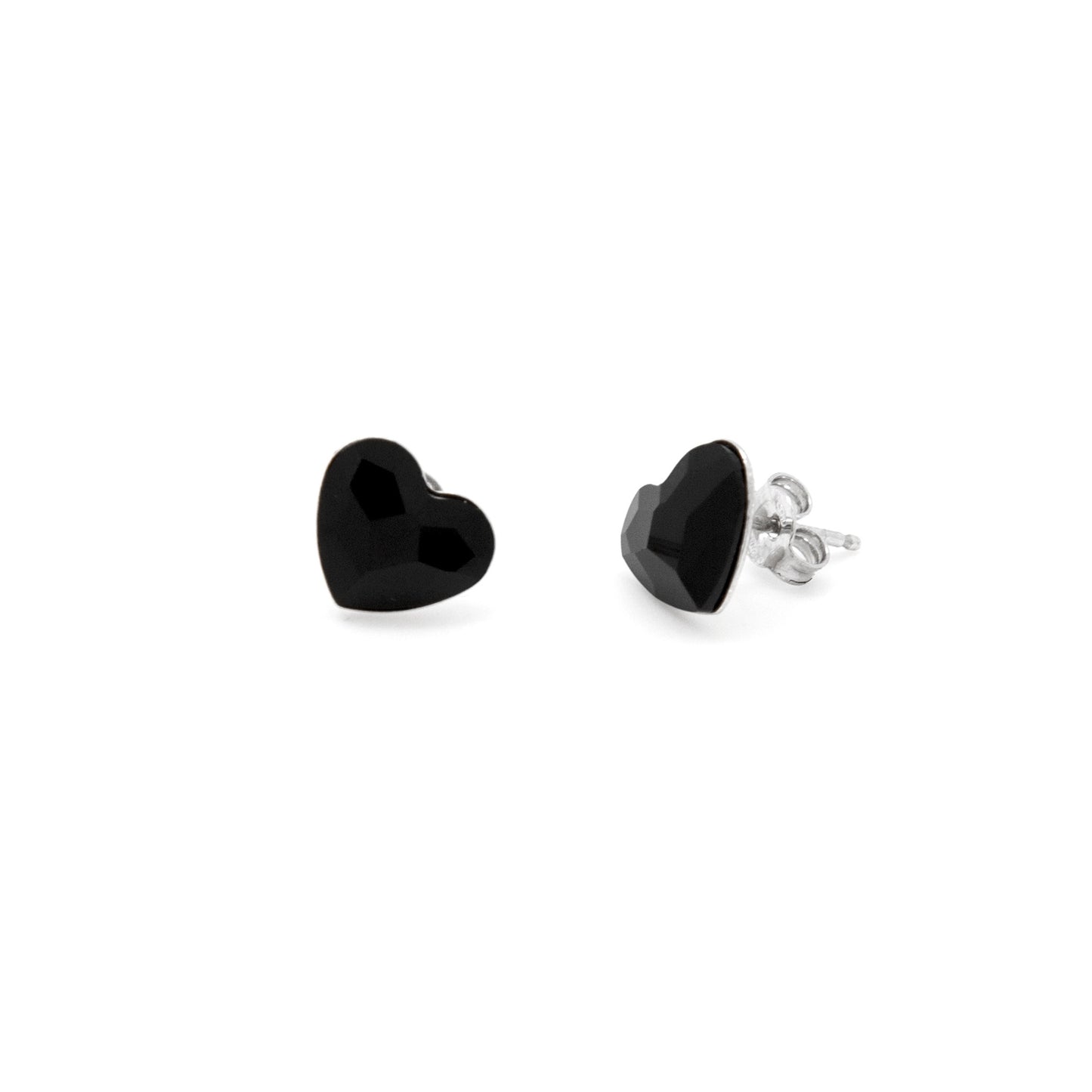 Rhodium Plated Sterling Silver Stud earrings heart crystal from Cuore