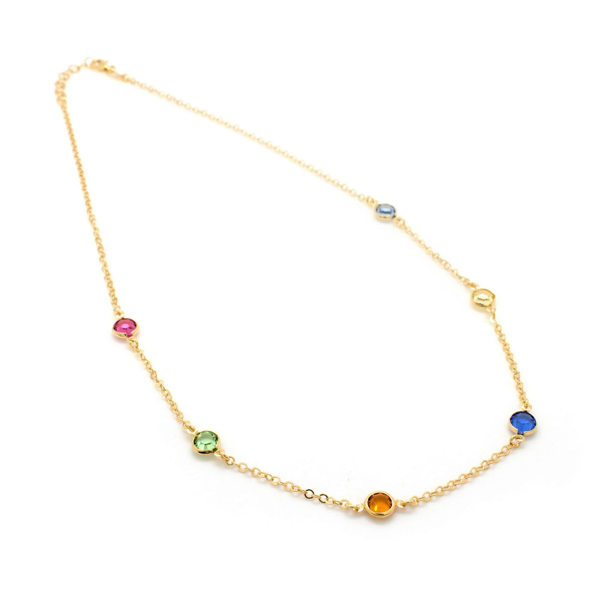 Sterling Silver Short necklace circle multicolor crystal from Basic