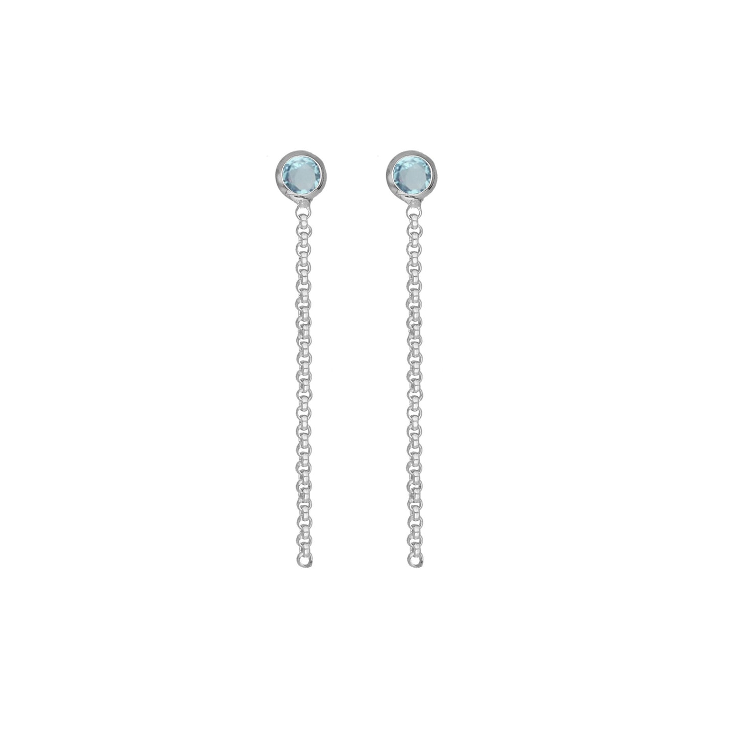 Rhodium Plated Sterling Silver Long earrings circle crystal from Lis