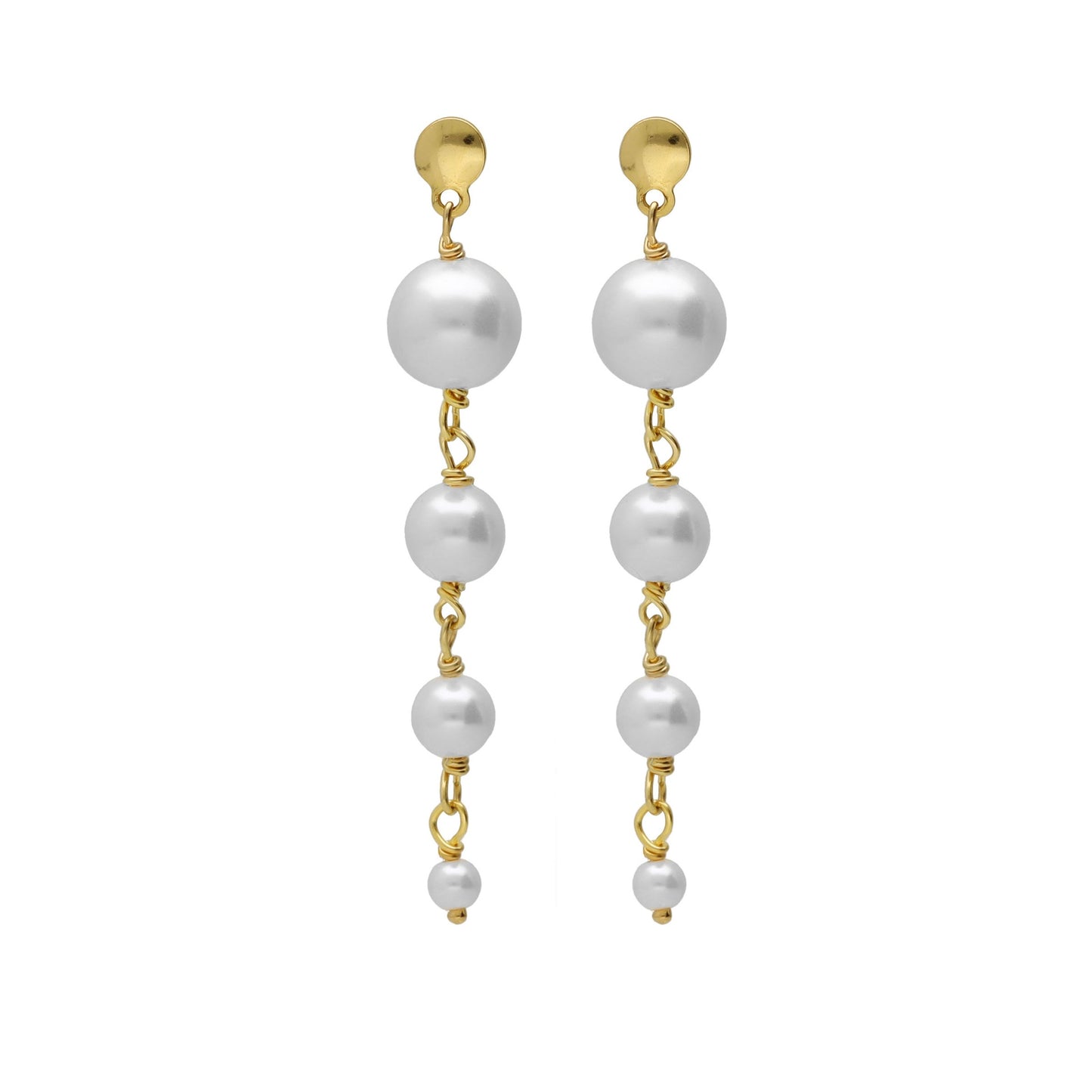 Long earrings with pearl in silver from Aurore