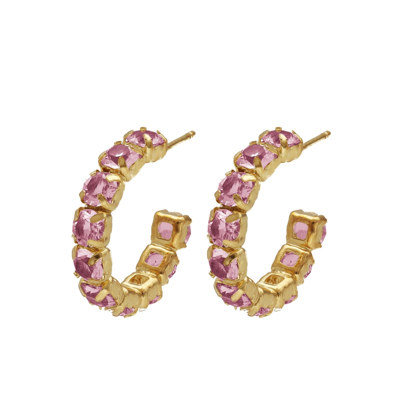 Gold plated Sterling Silver Hoop earrings crystal from Jade