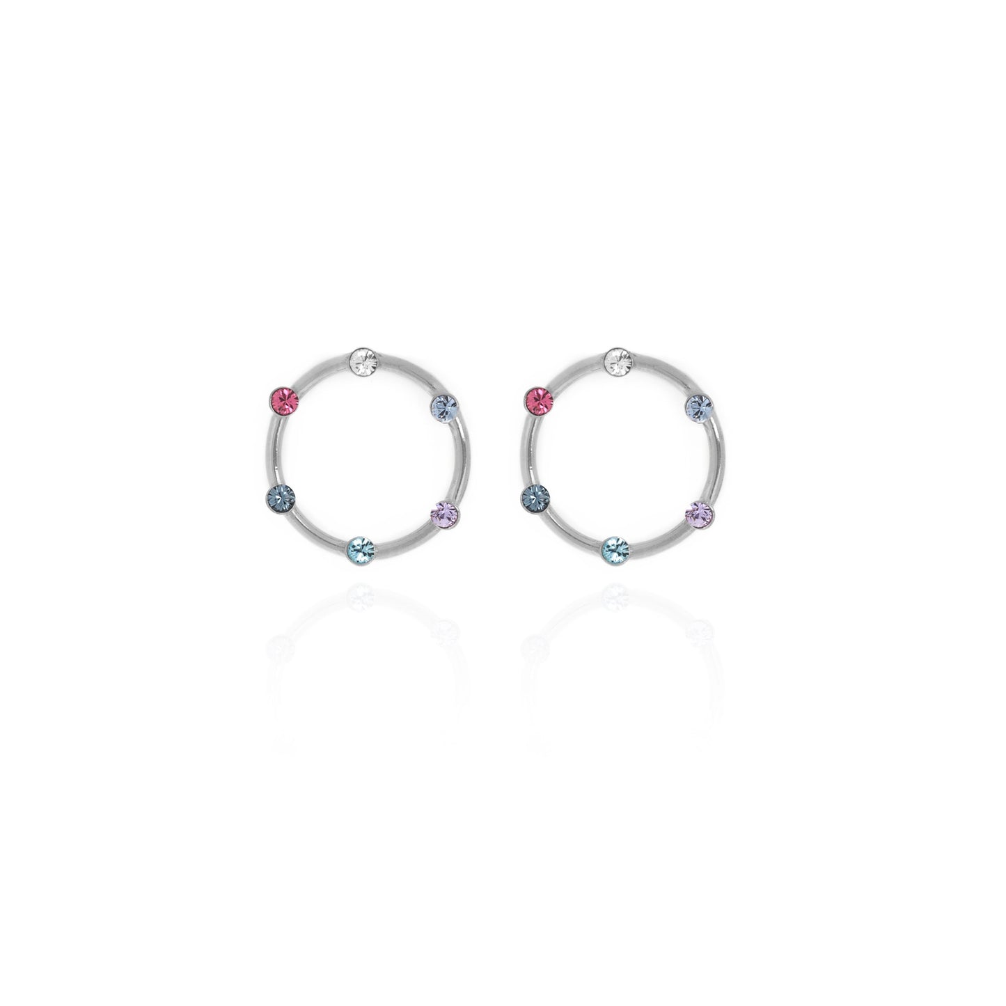 Rhodium Plated Sterling Silver Hoop earrings circle crystal from Iris