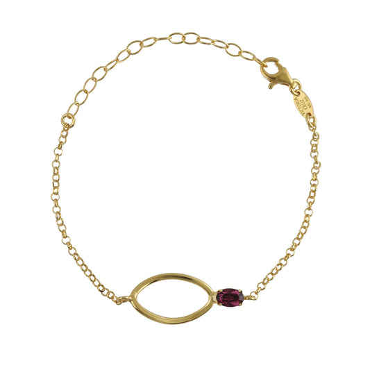 Pulsera cristal Rosa en Plata baño Oro de Prisme