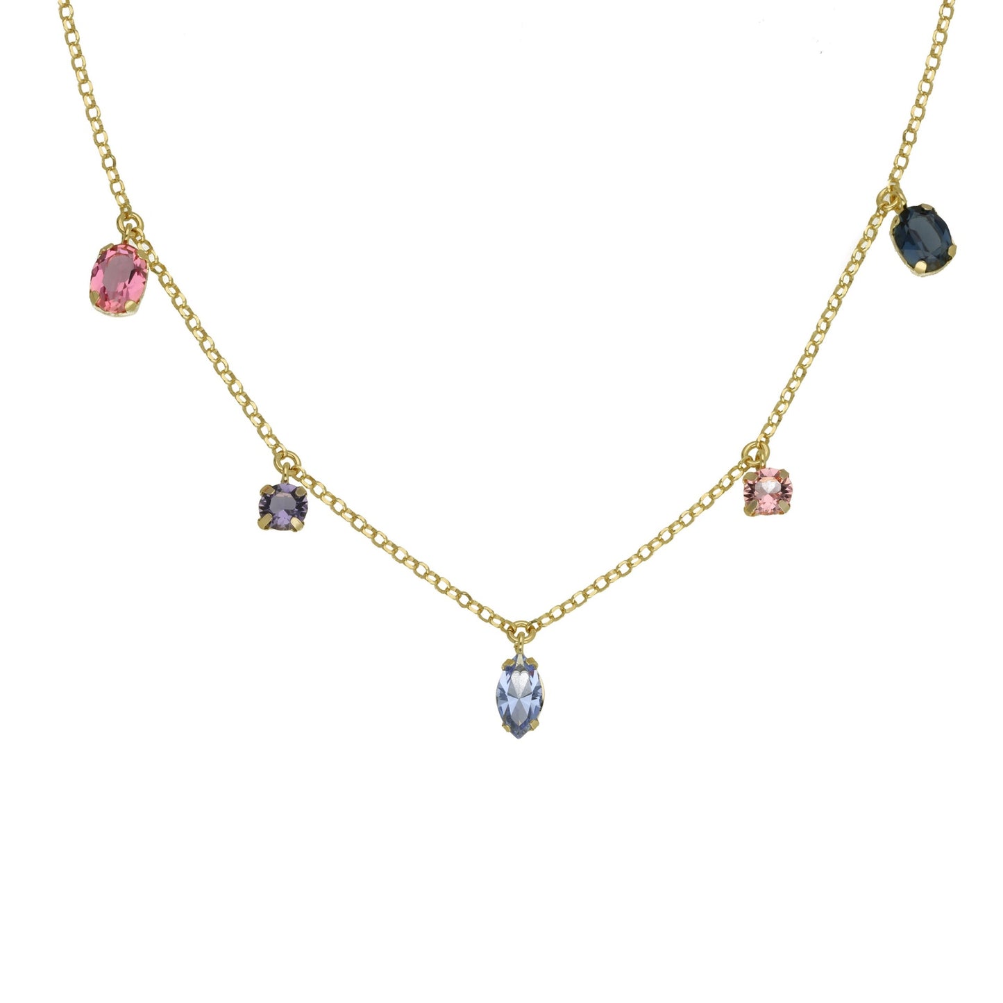 Sterling Silver Short necklace multicolor crystal from Sabina