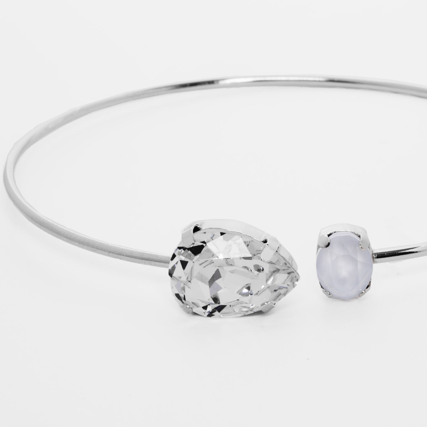 Rhodium Plated Sterling Silver Bracelet drop white crystal from Blooming