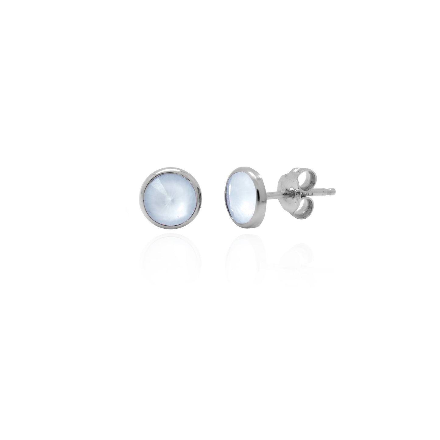 Rhodium Plated Sterling Silver Stud earrings 7mm circle crystal from Basic