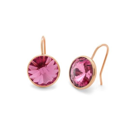 Rose Gold plated Sterling Silver Short earrings 11,5mm circle crystal from Basic