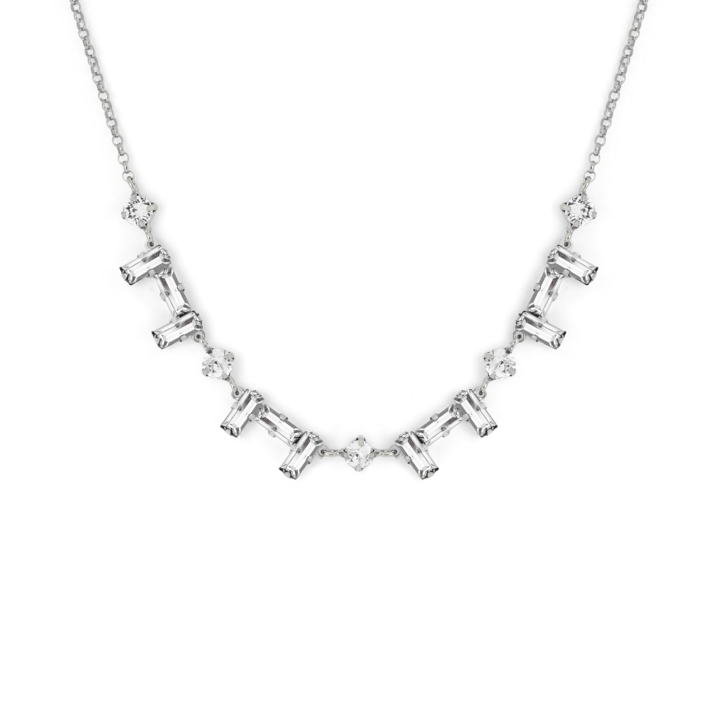 Rhodium Plated Sterling Silver Short necklace crystal from Esgueva