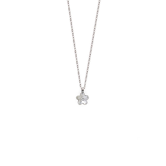 Rhodium Plated Sterling Silver Short necklace clover crystal from Fantasy