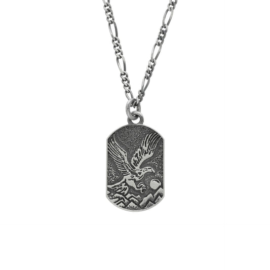 Rhodium Plated Sterling Silver Long necklace eagle from Ares