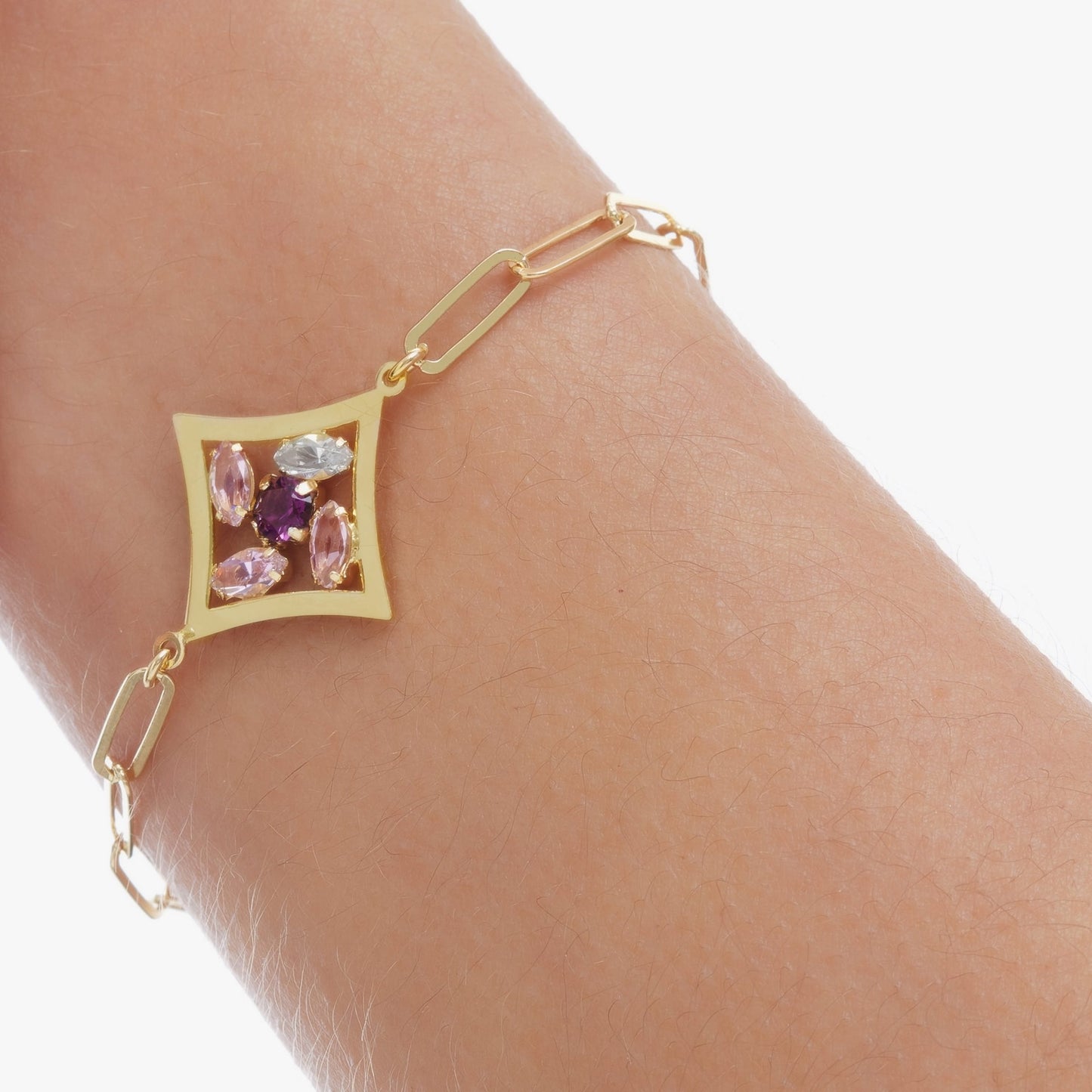 Gold plated Sterling Silver Bracelet luck crystal from Paris