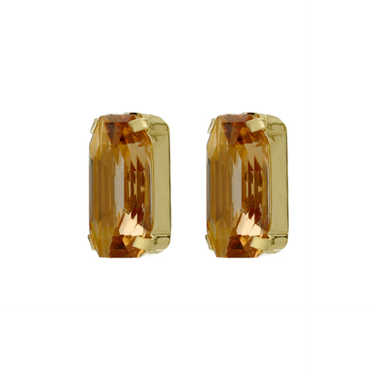 Gold plated Sterling Silver Stud earrings rectangle crystal from Inspire