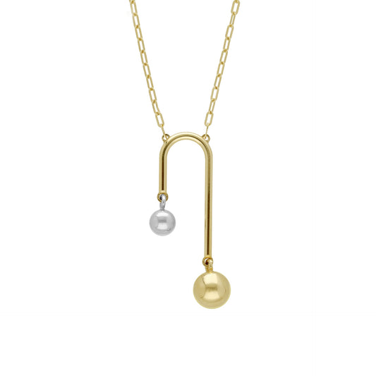 Rhodium and Gold plated Sterling Silver Short necklace  sphere from Copenhagen