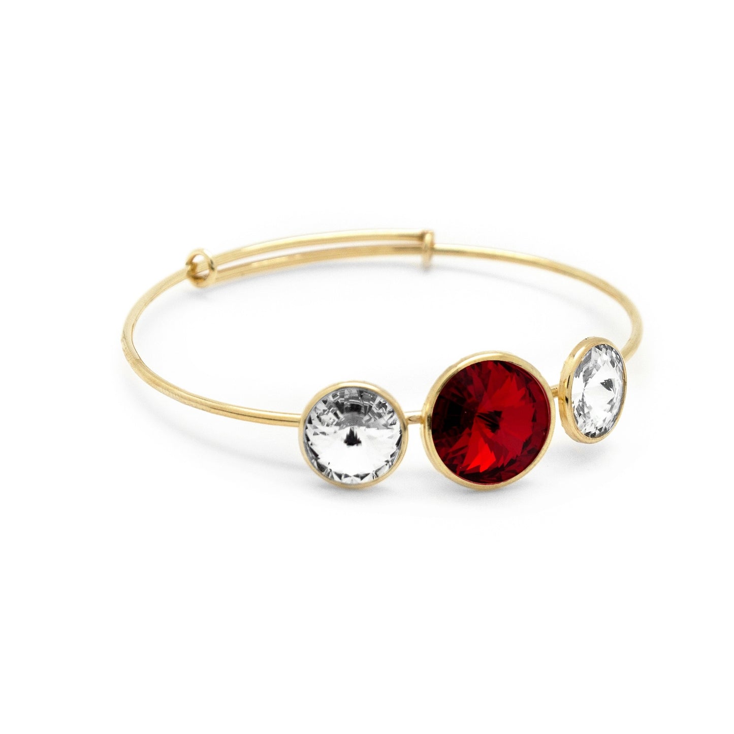 Brazalete círculo cristal rojo en Plata baño Oro de Basic