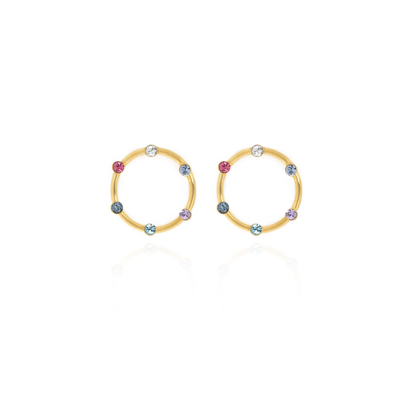 Gold plated Sterling Silver Hoop earrings circle crystal from Iris