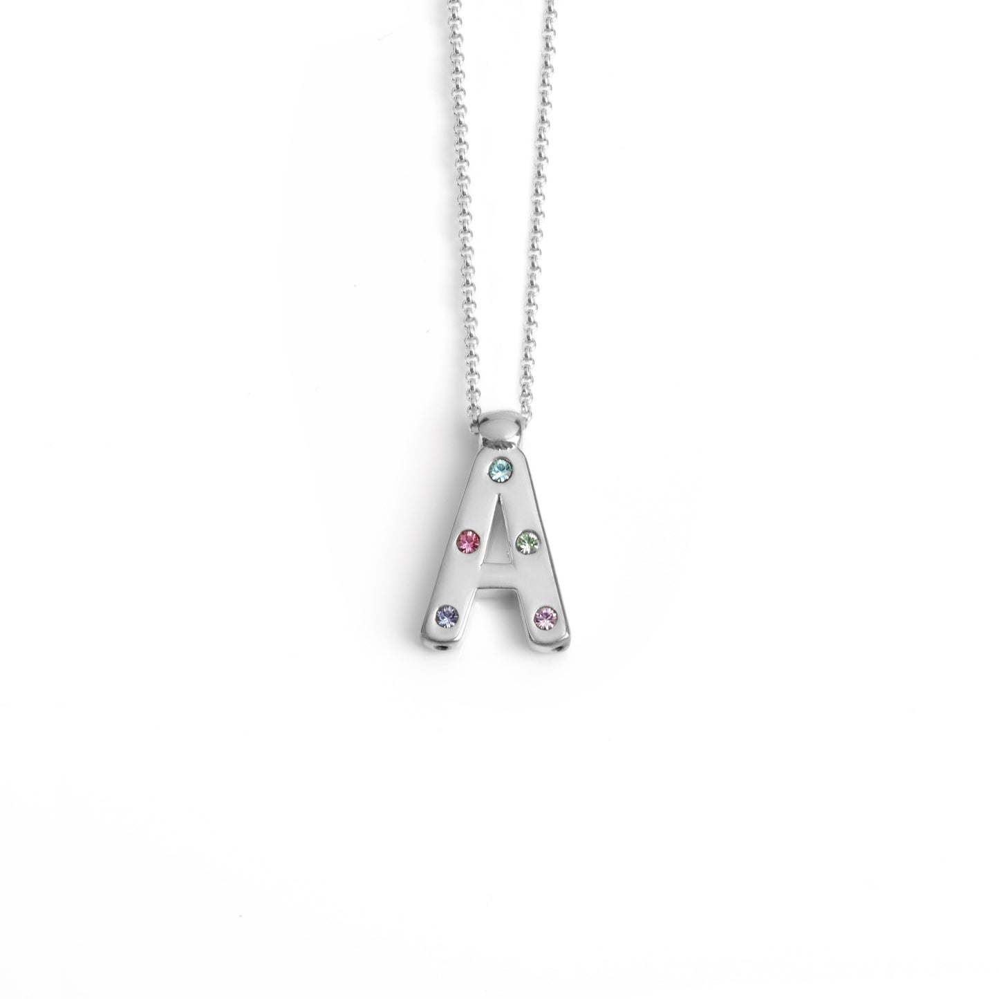 Rhodium Plated Sterling Silver Short necklace letter multicolor crystal from Letter