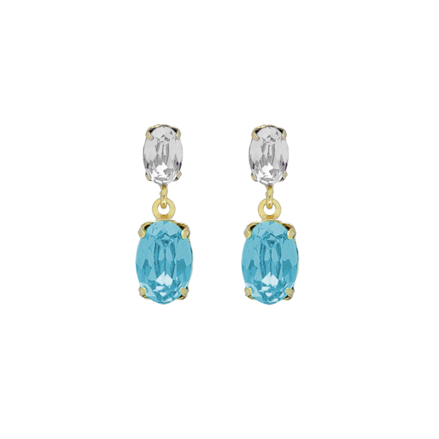 Gold plated Sterling Silver Short earrings oval crystal from Gemma