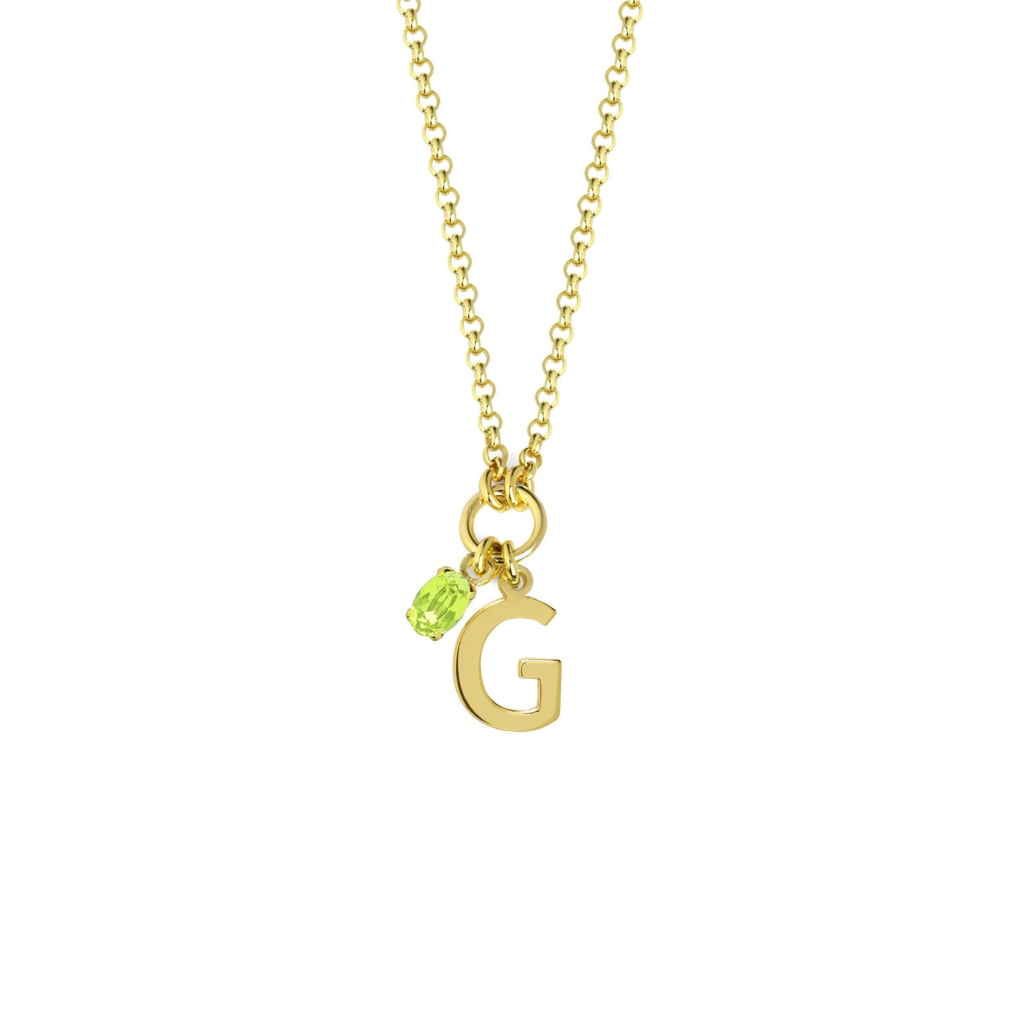 Gold plated Sterling Silver Short necklace letter green crystal from Initiale