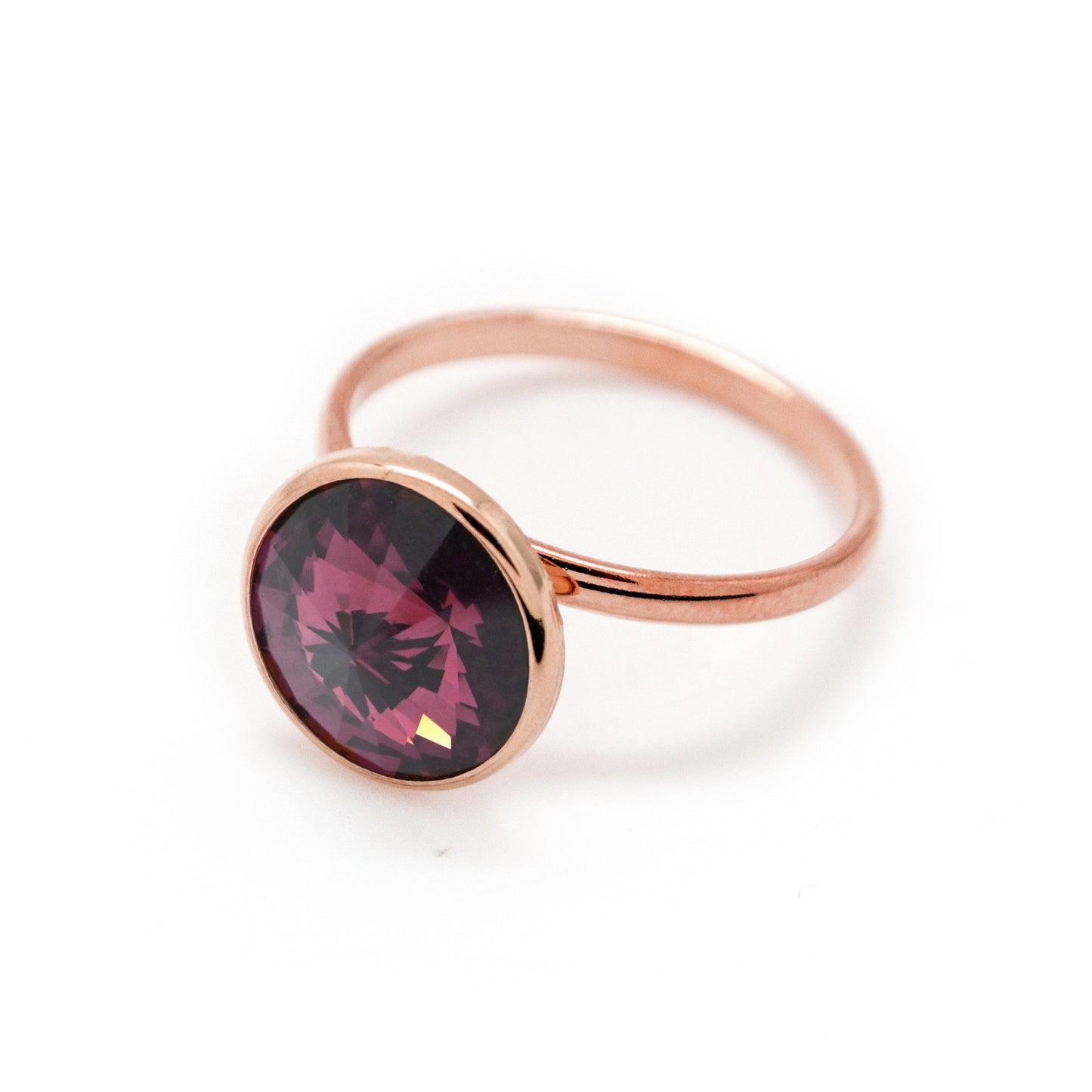 Rose Gold plated Sterling Silver Ring 11,5mm circle crystal from Basic