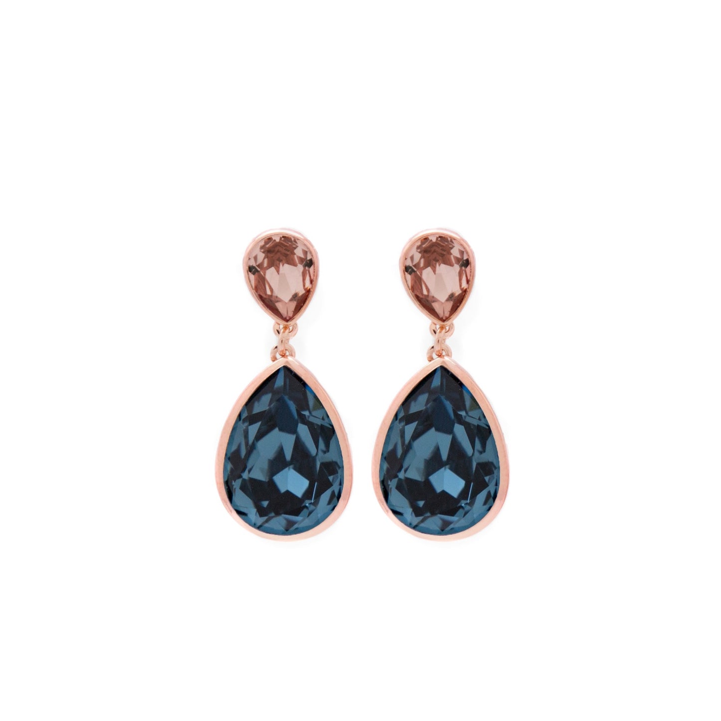 Rose Gold plated Sterling Silver Long earrings drop crystal from Essential