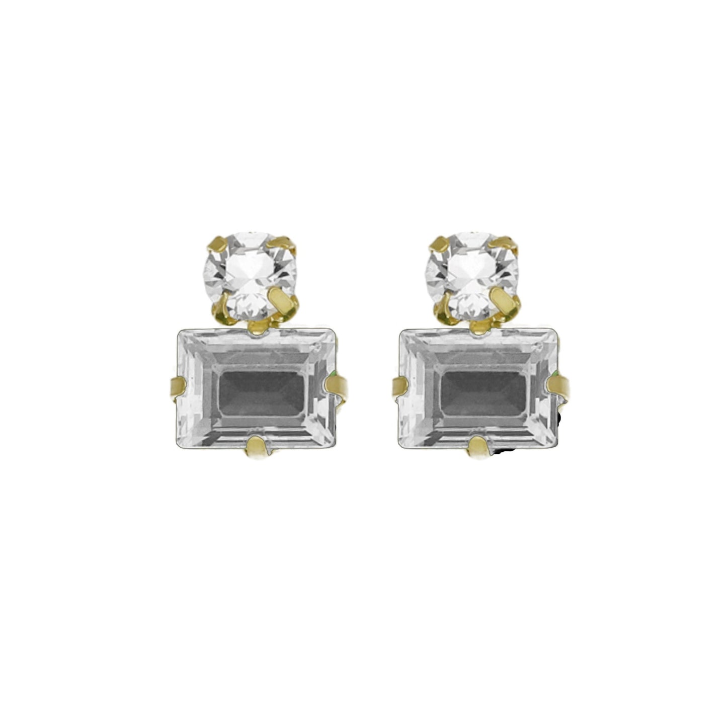 Gold plated Sterling Silver Short earrings rectangle crystal from Chiara